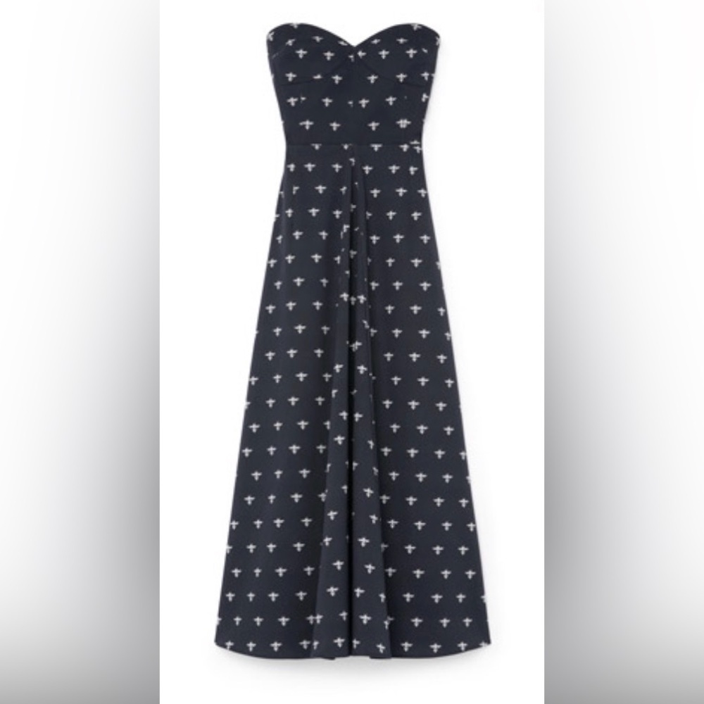 Goop G. Black and White Patterned Strapless Dress